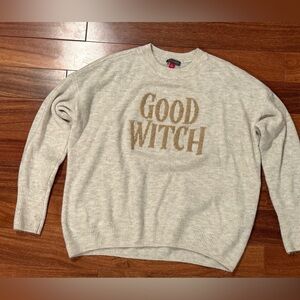 Vince Camuto Cream Sweater with Gold Text